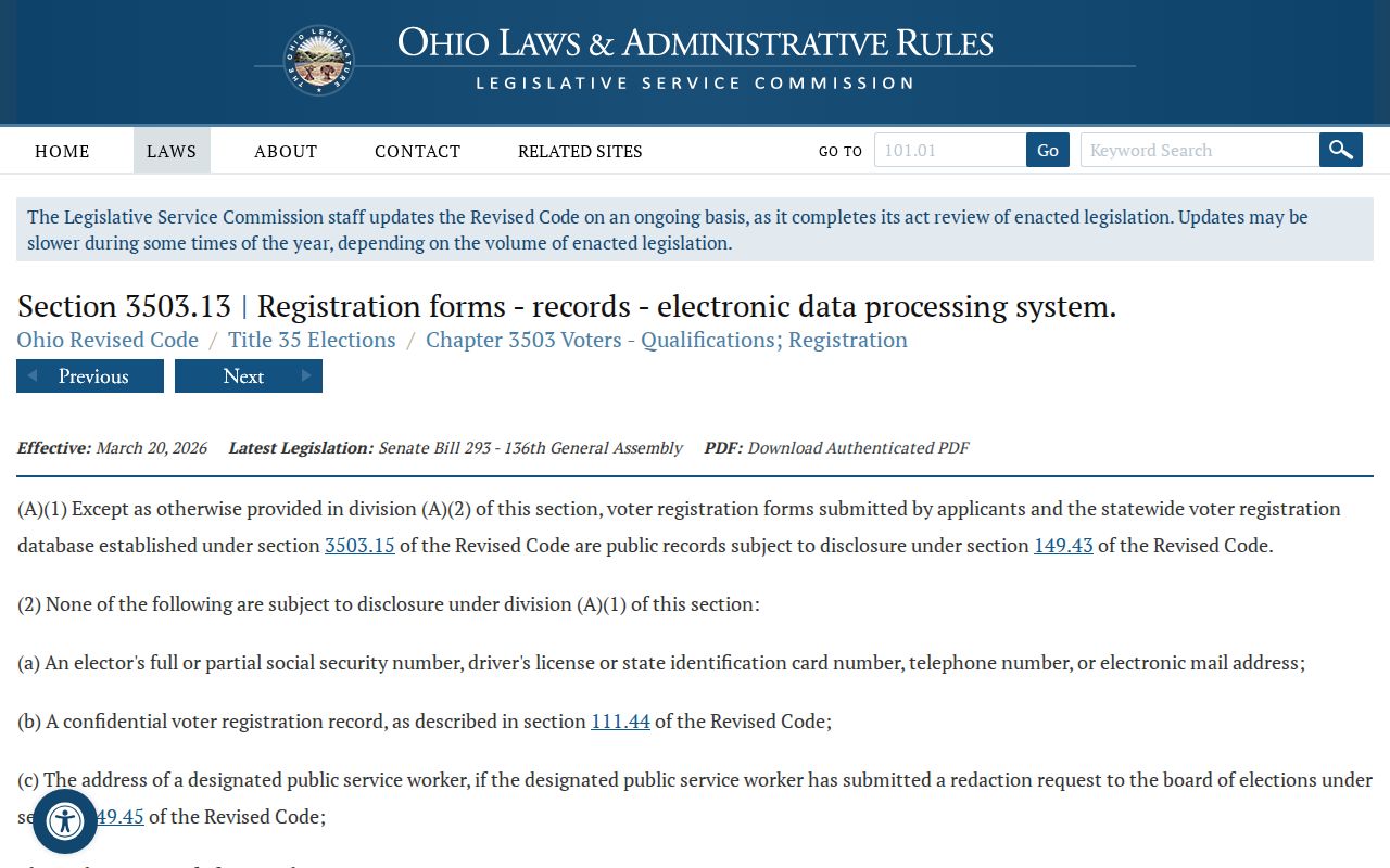 Whitehall neighbors Ohio voter record privacy rule