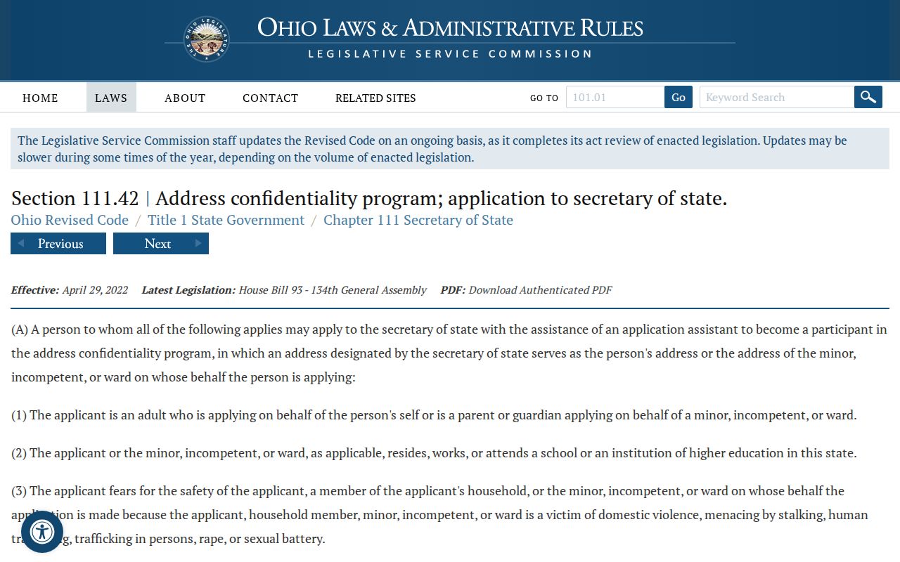 Whitehall neighbors Ohio Safe at Home address confidentiality rules