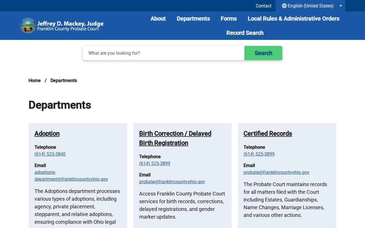 Whitehall previous residents Franklin County Probate certified records route