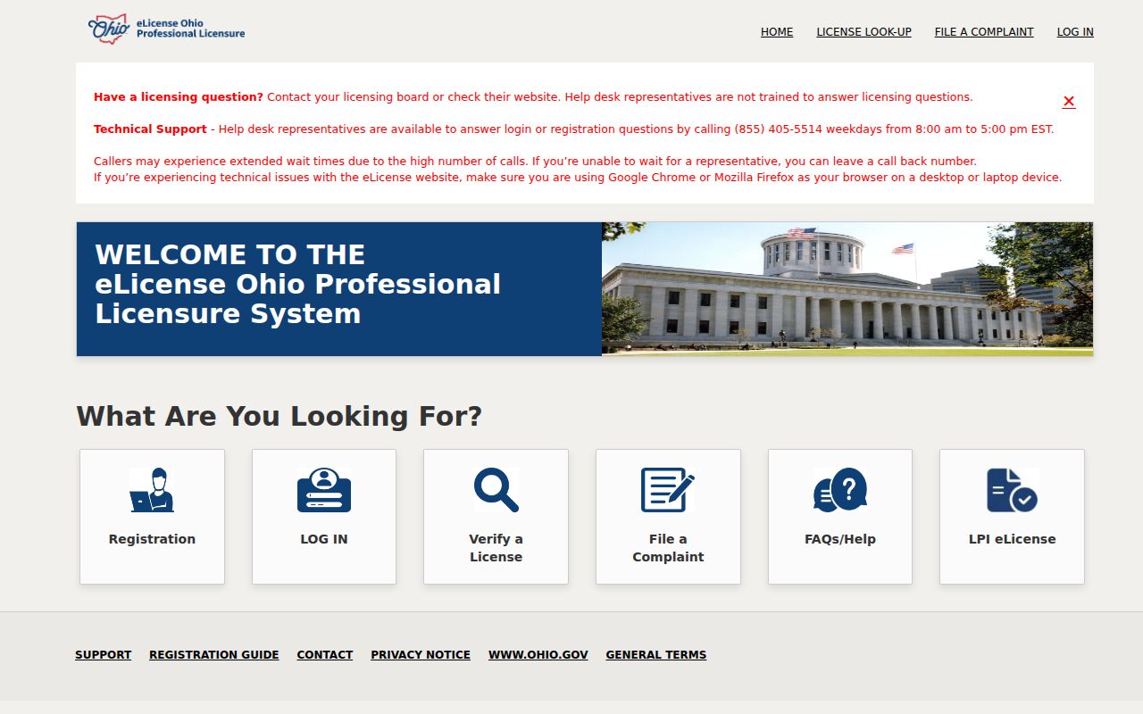Whitehall resident lookup eLicense Ohio verification gateway