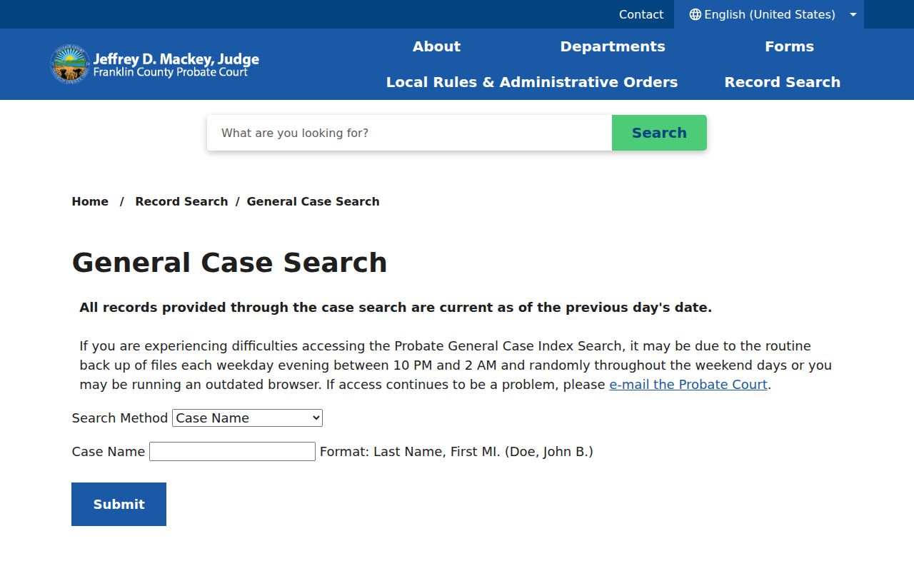 Whitehall resident lookup Franklin County Probate case search