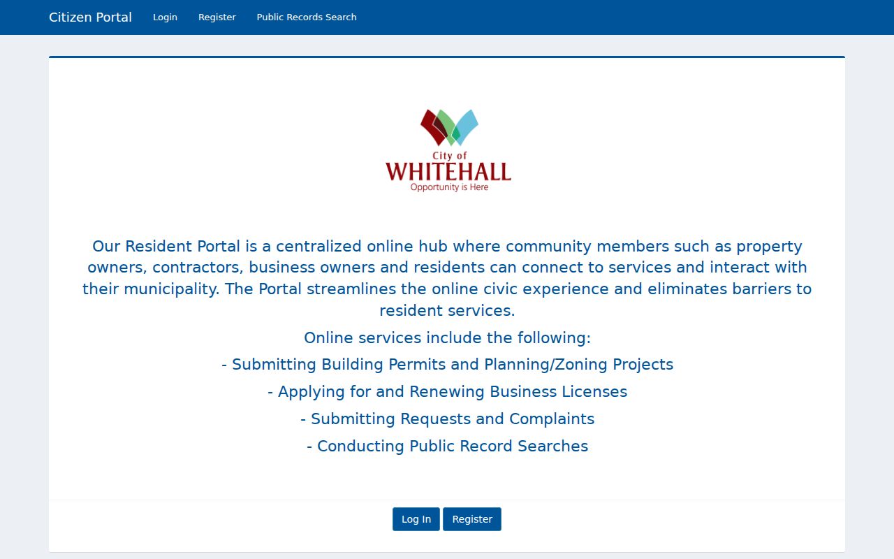 Whitehall street directory CivicGov permit and public records portal